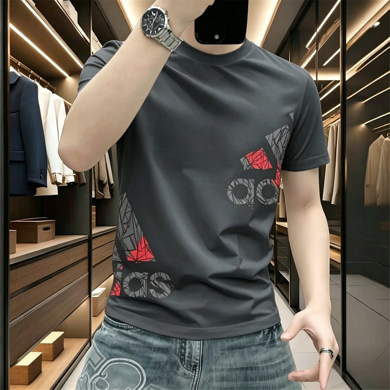 European Style Pure Cotton Men's New Trendy Brand Short-Sleeve 2026 Summer Base Shirt Fashionable Versatile Round-Neck Men's Top European Style Pure Cotton Men's New Trendy Brand Short-Sleeve 2026 Summer Base Shirt Fashionable Versatile Round-Neck Men's Top