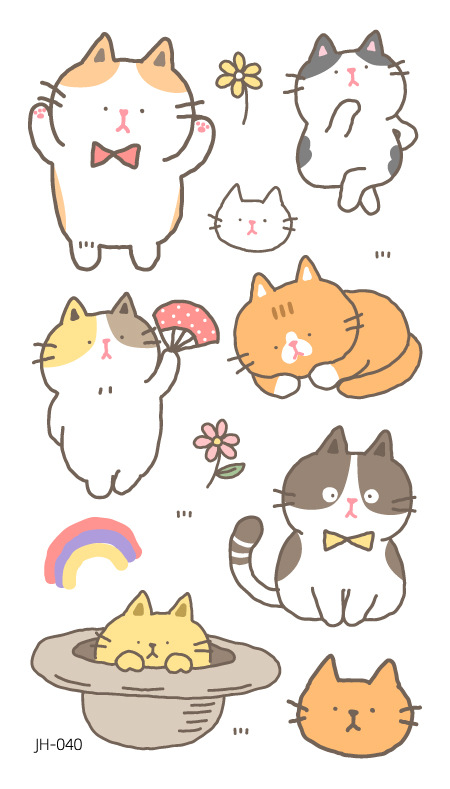 Protección del medio ambiente a prueba de agua sudor desechable lindo gato divertido tatuaje pegatinas cicatriz personalizada cubriendo fresco hombres y mujeres tatuaje