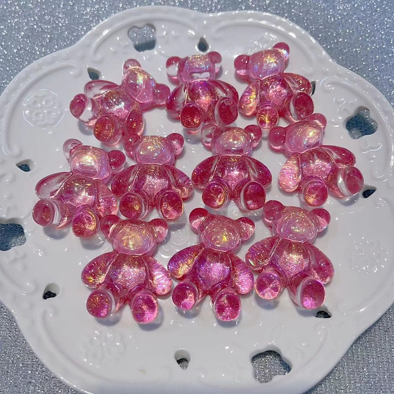 【双色冰透坐坐大熊】卡37×30mm萤火虫夜光 手工DIY饰品-树脂|undefined