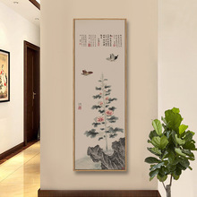 戴进葵石峡蝶图新中式花鸟画装饰画客厅书房玄关竖版走廊壁画挂画
