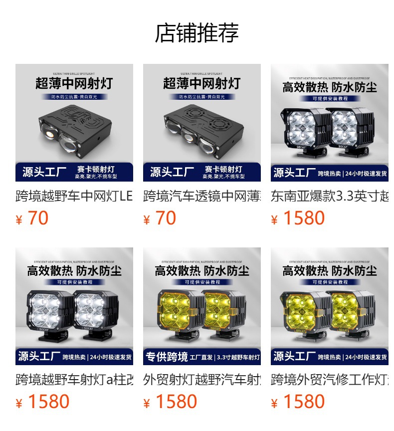 预览状态下无法点击,发布后,可点击跳转到对应的商品页面 Hidden Grille Spotlights for Off-Road Vehicle Modification, Auxiliary Super Bright Car Fog Lights, Led Lenses