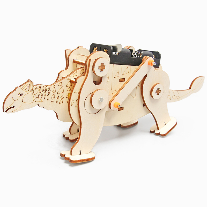 Estudiante de escuela primaria maquinaria de juguete dragón de madera tecnología infantil pequeña producción ciencia pequeño experimento montaje material didáctico paquete