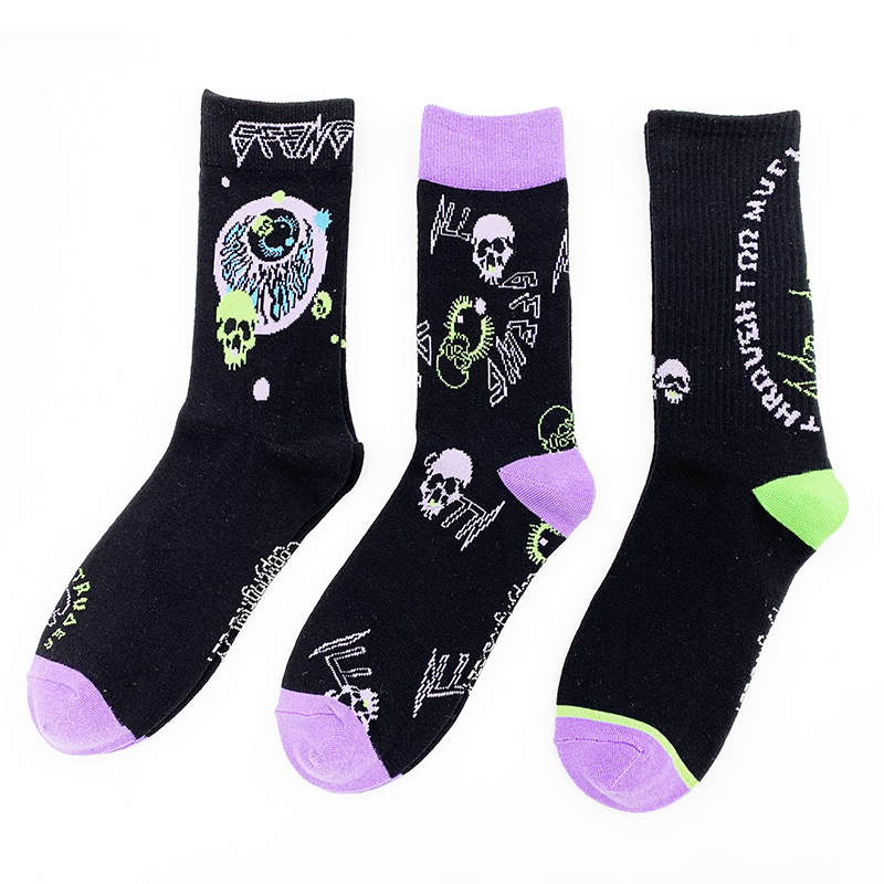 Trendy Skull Crew Socks For Couples Street Style Personality_voghion.com