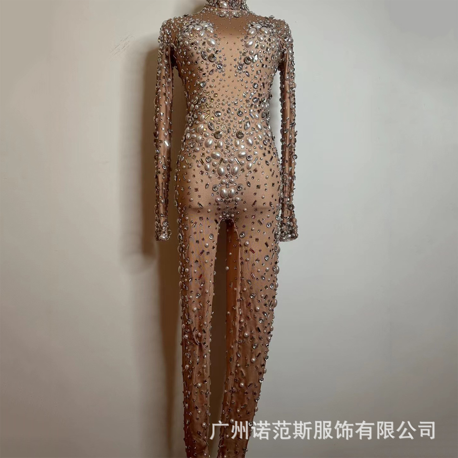Novance rhinestone perla rendimiento actividad jumpsuit nuevo mono mujeres Club party bar image 8
