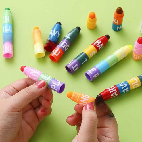Overdue Solid Fluorescent Highlighters Cute Creative Multicolor Retro Doodle Pens 12-Color Striped Emphasis Highlighters
