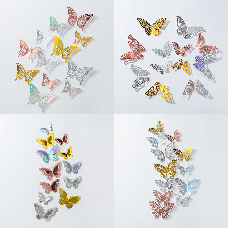 3D Stereo Butterfly Wall Stickers Decorative High-End Self-Adhesive Home Wedding Festival Layout Home Holiday Creative Stickers