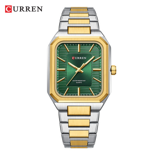 CURREN Square Watch 2024 New Model 8457, Simple and Casual Business Three-Hand Stainless Steel Men's Watch
