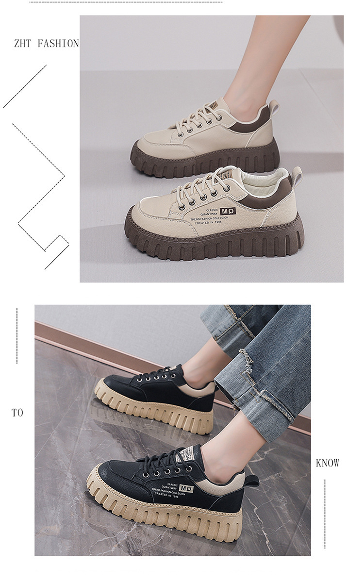 2026 Spring And Summer Women's New Breathable White Sneakers Versatile Thick-Soled Sports Casual Board Trendy Shoes_desvips.com