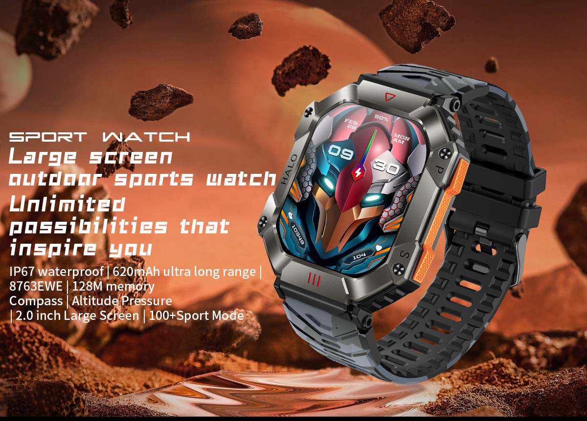 Smart Watch KR80 Men Outdoor Sports Fitness Tracker Bluetoot_voghion.com