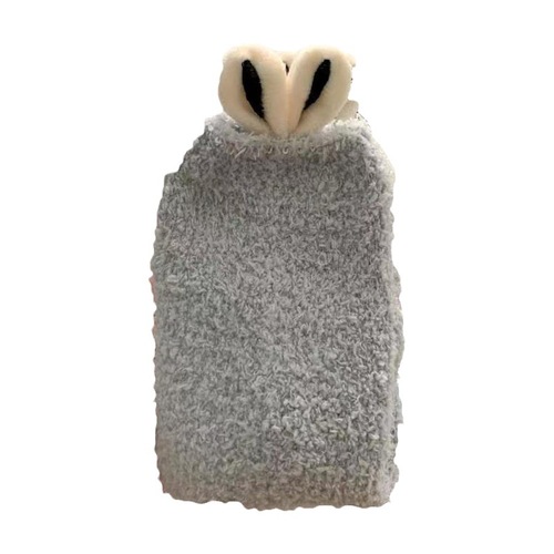 Cute bunny ears coral fluffy socks for women mid-calf autumn and winter thickened plus velvet warm girls anti-slip floor socks