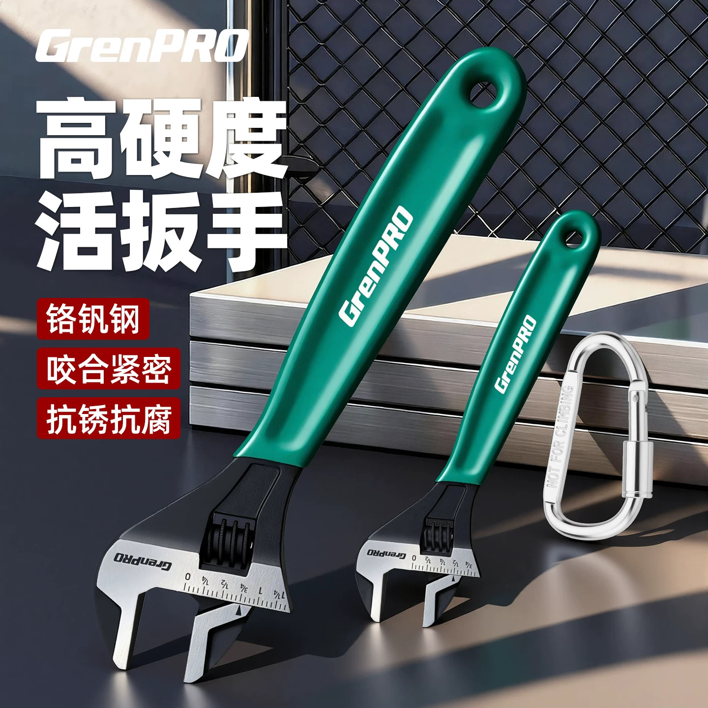 Llave de actividad de ventas en caliente transfronteriza verde, llave de baño multifuncional, boca viva, herramienta de mano de placa real, gran abertura