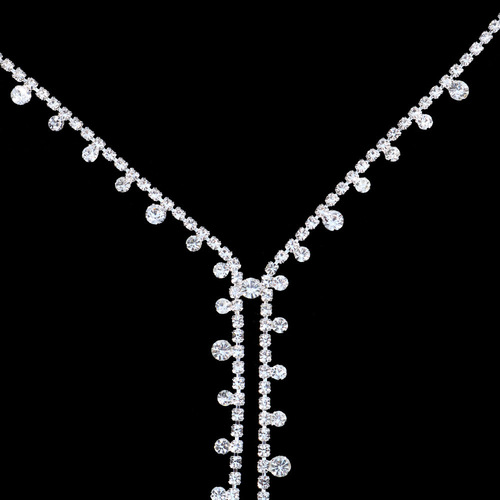 Chic Diamond-Encrusted Necklace for Women, Sexy Asymmetrical Diamond Collar Chain, Unique Diamond-Inlaid Long Tassel, Elegant Luxury Accessory