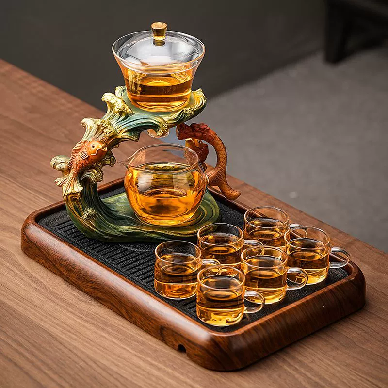 Glass automatic tea set, teapot for home use, tea cup, full set