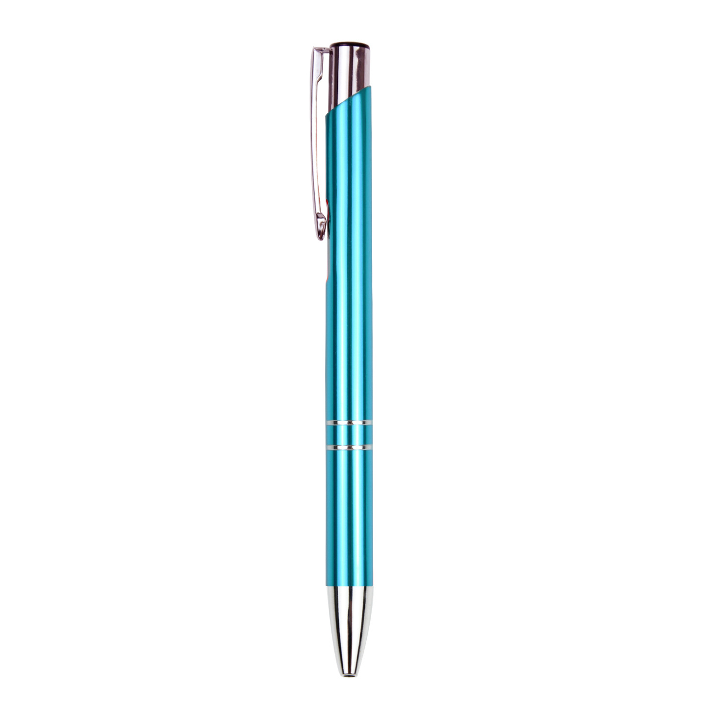 Bolígrafo metálico retráctil en stock con punta inclinada, cuerpo de aluminio, bolígrafo de punta redonda, logotipo personalizable, grabado publicitario, branding, regalo empresarial, bolígrafo de tinta a base de aceite.