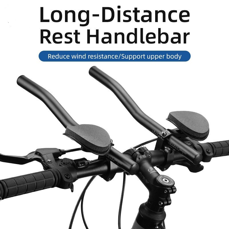 Bicycle Aluminum Alloy Rest Handlebar Long-Distance Handlebar Road Bike Mountain Bike Rest Handlebar Cycling Split Tt Handlebar
