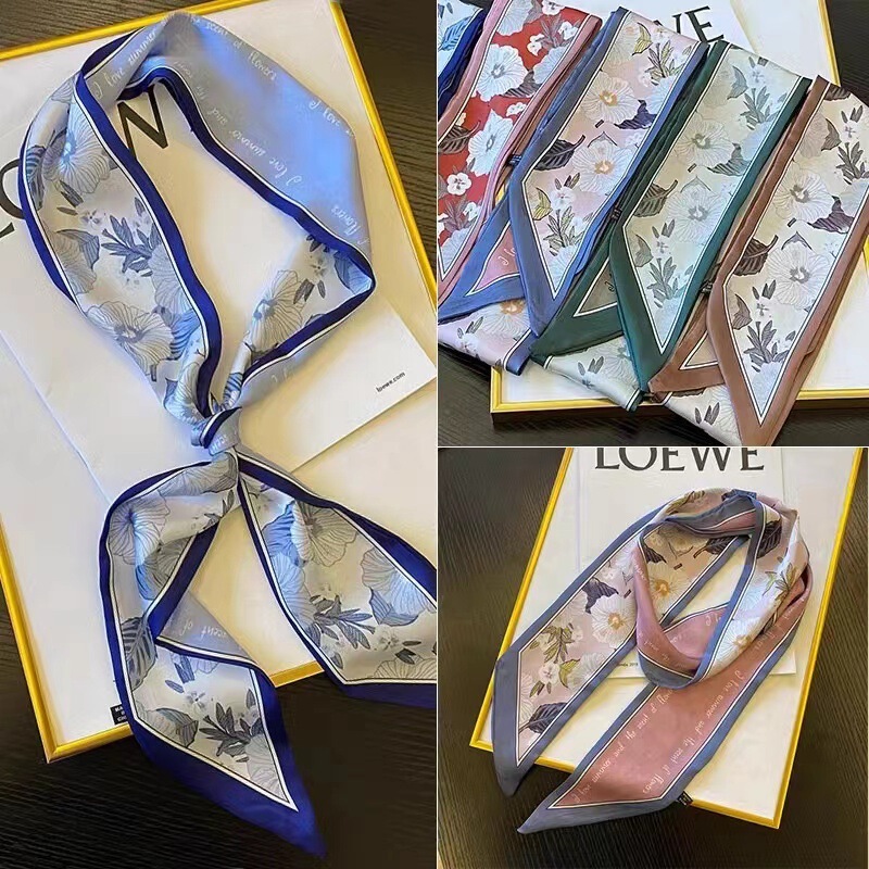 French Retro Long Silk Scarf Hair Band Tie Hair Scarf Ribbon Decoration Small Scarf High-end Hair Band Headwear