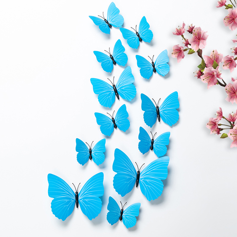 Etiqueta engomada de pared tridimensional 3D simulación mariposa pvc plástico color mariposa imán imán refrigerador decoración del hogar de alta calidad