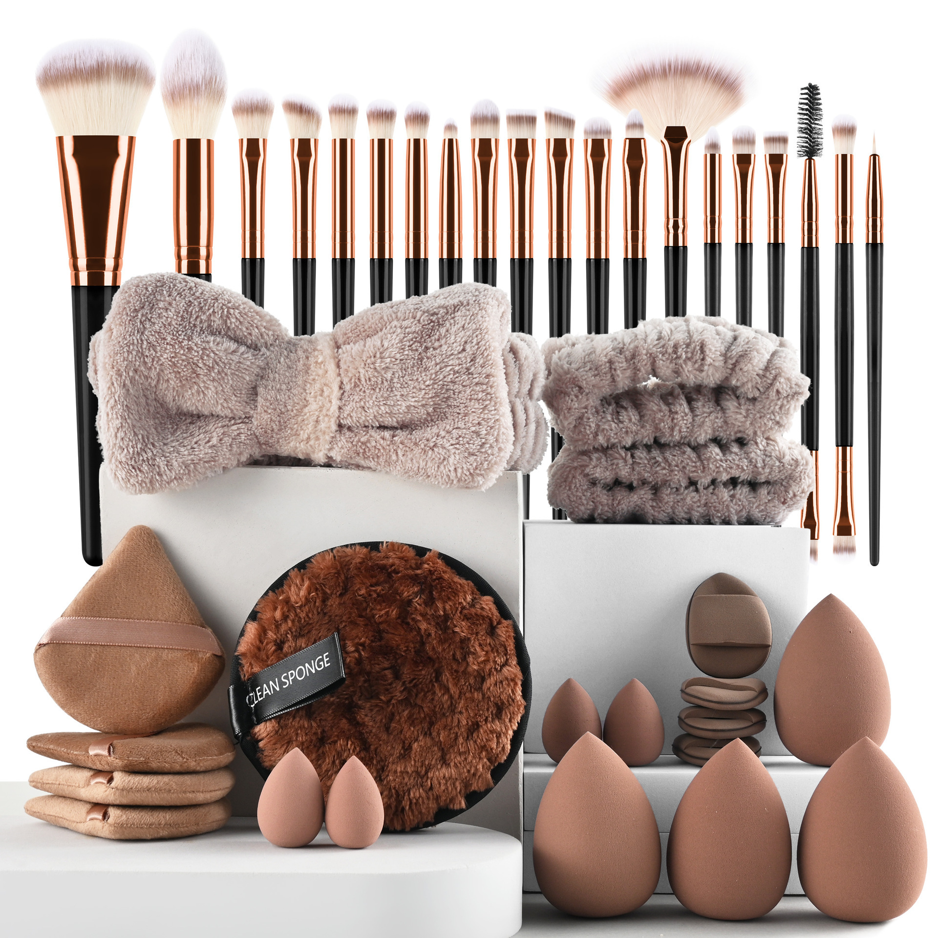 Conjunto de polvo personalizado 40pc cepillo grande combinación de lavado de cara maquillaje polvo transfronterizo conjunto completo de 46 herramientas de maquillaje de cepillo