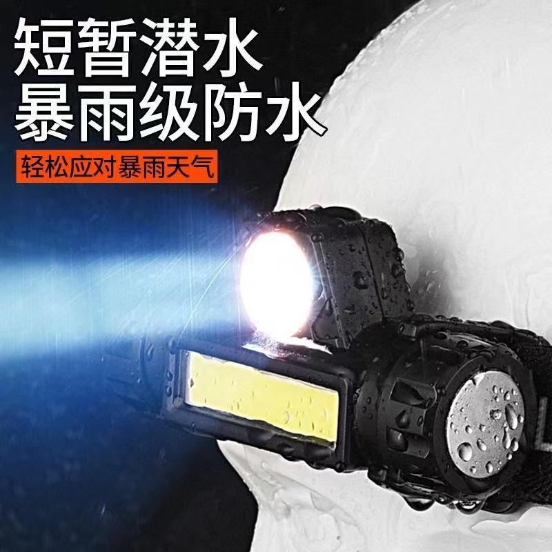 Linterna de luz fuerte recargable Super brillante largo alcance cabeza-montado LED linterna de litio al aire libre noche pesca lámpara del minero
