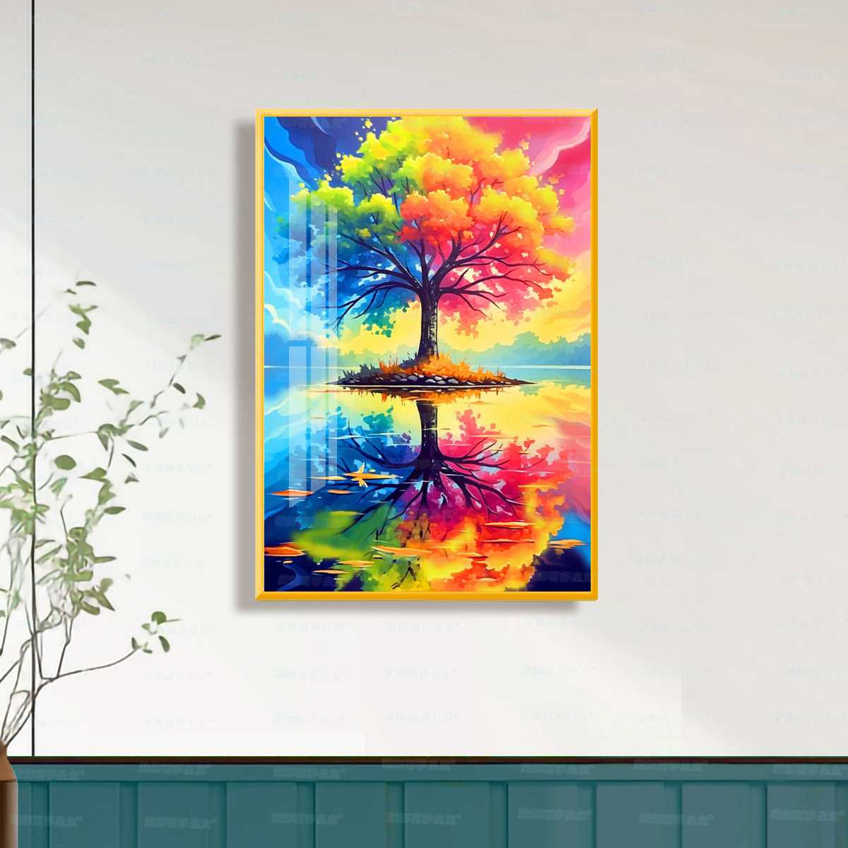 Mona Lisa Real bordado de colores árboles nuevos modernos sueños estética sala de estar decoración de puerta de entrada bordado a mano image 3