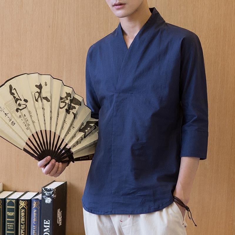 Traje Tang de verano de estilo chino, traje Han de manga corta para hombres y mujeres jóvenes, traje de monje, traje de meditación, traje de té, algodón y lino de verano image 3