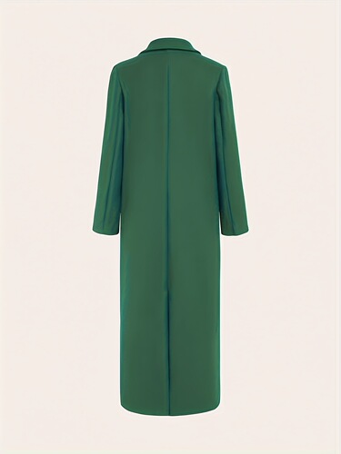 Chic Green Double Breasted Trench Coat