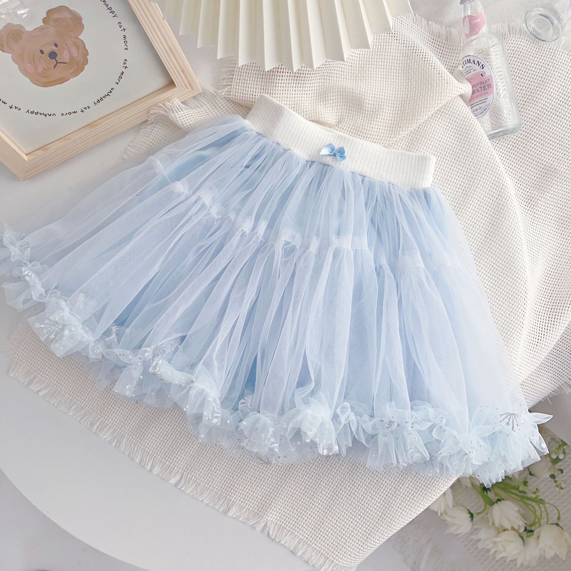 2023 Summer New Girls Mesh Skirt Skirt Cake Skirt tutu Skirt Princess Skirt All-match Cute Skirt