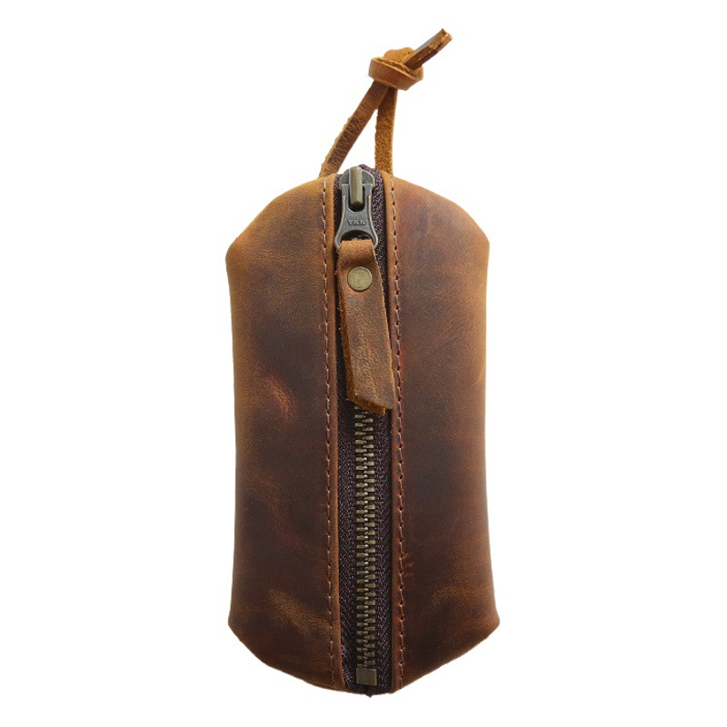 Men's leather key case large capacity vegetable tanned cowhide coin purse female card holder first layer cowhide car key case male