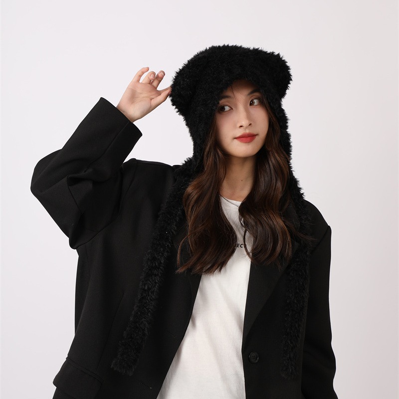 Φθινόπωρο και Χειμώνας Χαριτωμένη Μικρή Αρκούδα Λούτρινη Προστασία Αυτιών για Παιδική Κορεατική Έκδοση Ευέλικτη Ζεστασιά Διπλή Μπάλα Μαλλιών_voghion.com
