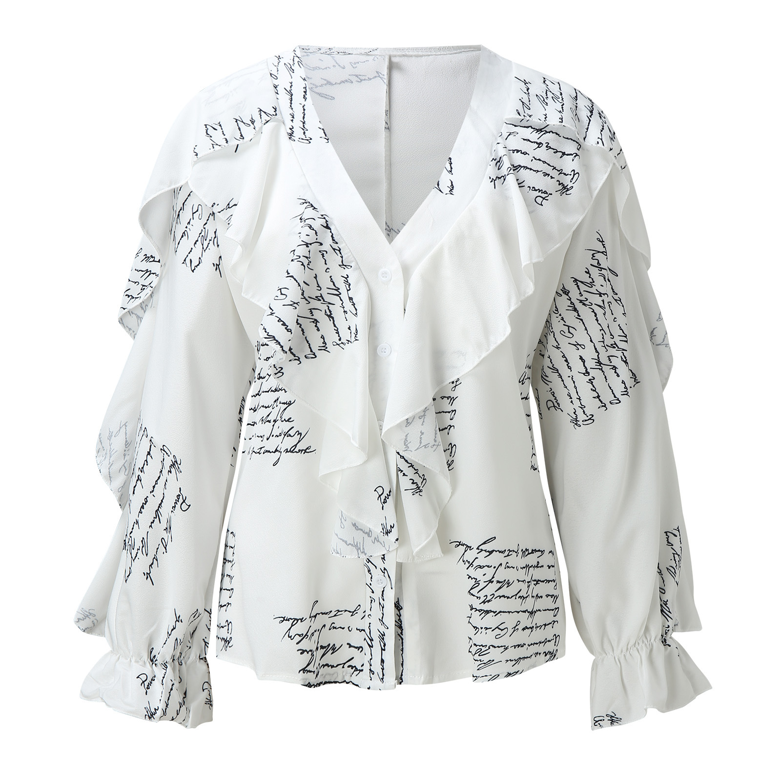238g Weight Long Sleeve Sleeve Length Regular Sleeve Sleeve Type Chiffon Fabric Type Regular Top Length Blouse Tops Type Daily Occasion V Neck Neckline Loose Fit Type Printing, Butterfly Pattern Summer, Spring, Autumn Season Women's Gender Elegant Style Wholesale Women's Elegant Printing Butterfly Long Sleeve Blouses 3