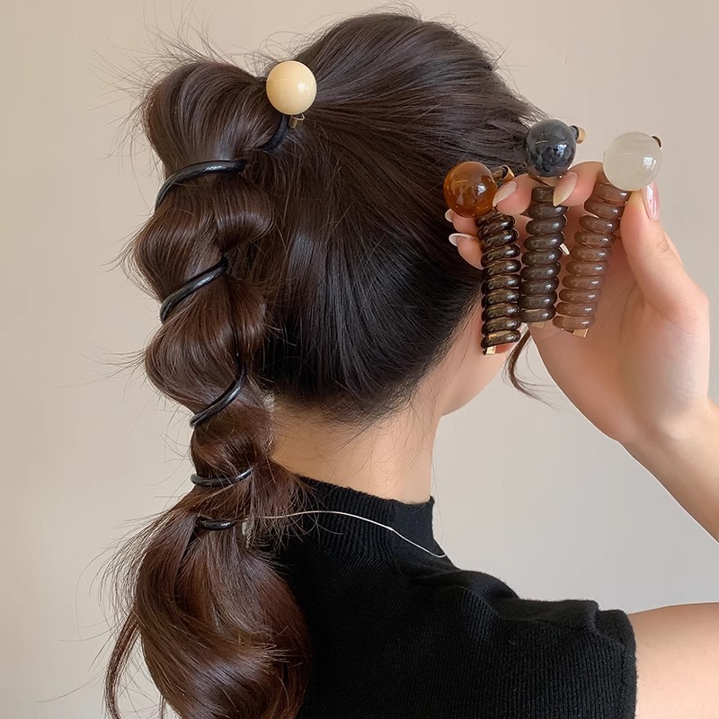 Retro simple bolas burbuja trenza cabello anillo cabeza cuerda mujer 2025 nuevo estilo de alto nivel sensación de cabello de cola de caballo correa adornamiento para el cabello