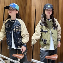 25aw 男女童精致刺绣标棒球外套  儿童防风外套 插肩撞色棒球服