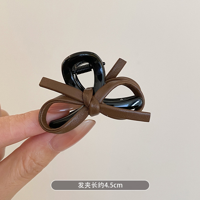 4번 #카멜 컬러 리본 미니 집게핀 약 4.5cm