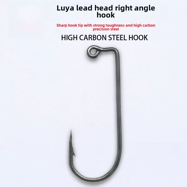High carbon steel right angle hook bulk luya hook crank lead hook fake bait hook sea fishing pipe with barbed handle