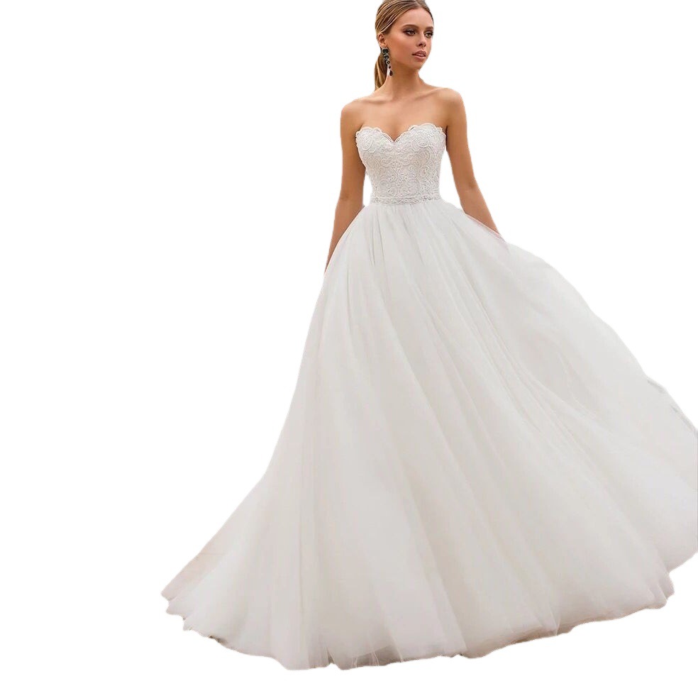 Comercio exterior europeo y americano Amazon AliExpress deseo elegante vestido de novia sexy tubo superior largo elegante simple Personalización de apoyo