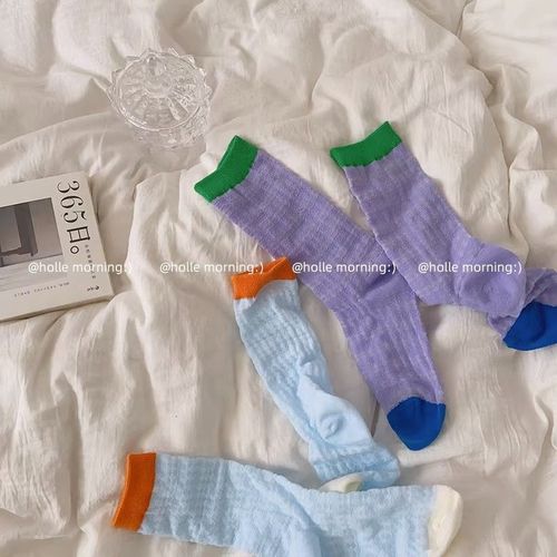 Summer Thin Mesh Cutout Mid-Calf Socks for Women, JK Style, Instagram-Fashionable, Sweet & Versatile, Lightweight Glassy-Silk Socks