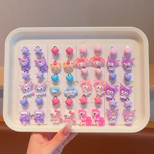 Children's Ear Clip Little Girl Baby Ear Holes Anti-pain False Ear Clip Princess Cartoon Sanrio Ear Studs Earrings Accessories