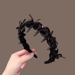 ファッション気质カチューシャレディース205新作蝶結びヘアアクセサリー高级感洗颜圧髪カチューシャ歯付き滑り止め