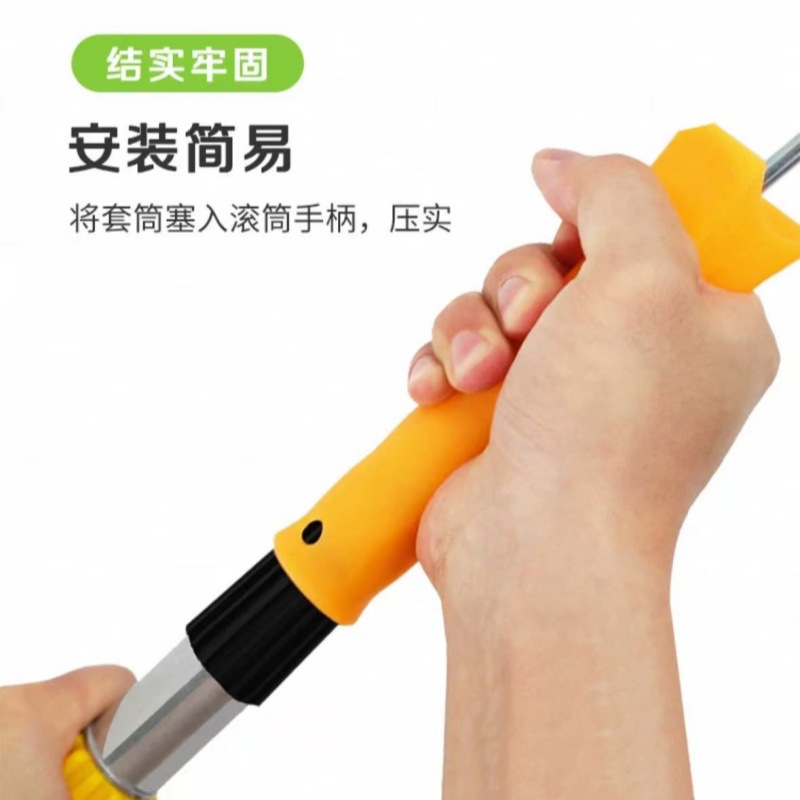 Rodillo con mango telescópico para pintar, varilla larga de aleación de aluminio y acero inoxidable, herramienta de pintura de paredes gruesa para uso doméstico.