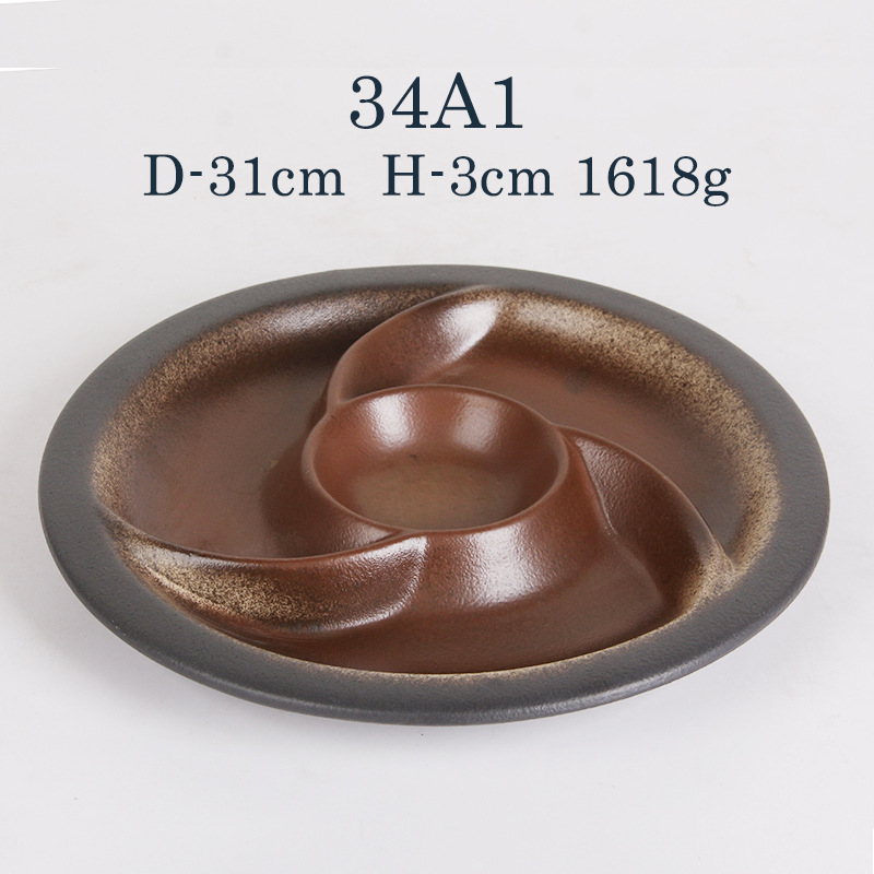 Creativo redondo retro placa de cerámica Hotel hogar occidental plato de fruta Placa de rejilla