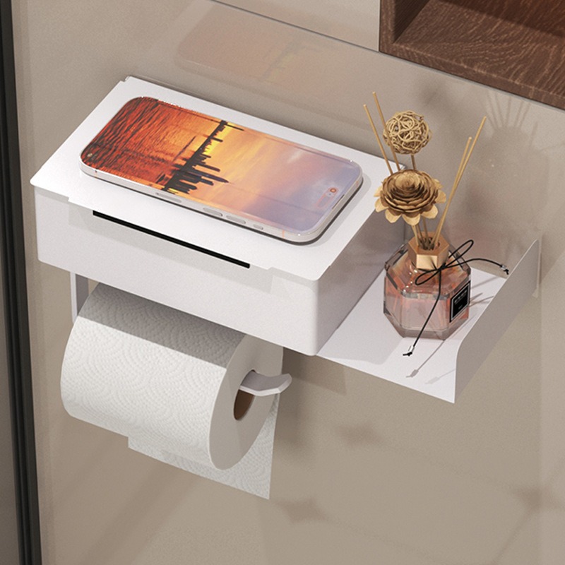 Estante de papel de baño sin perforación estante de toallas de baño caja de papel de baño multifuncional en la pared almacenamiento de papel higiénico doméstico
