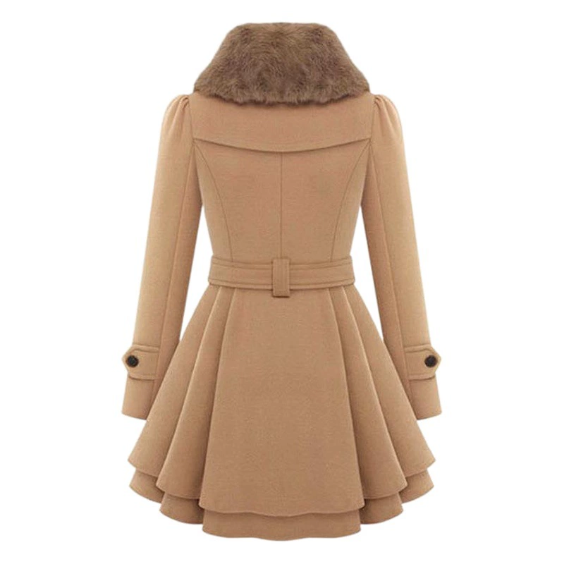 EBay2024 новая европейская и американская женская одежда стройная длинная шерстяная куртка двубортная шерстяная куртка ветровка женская