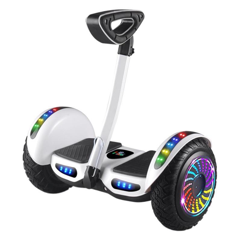 Suministro directo de fábrica de coche paralelo eléctrico con control de piernas para adultos y niños de 10 pulgadas coche de equilibrio eléctrico inteligente de dos ruedas con barra de soporte