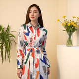 200斤大码女装胖妹妹mm2025秋季设计感印花衬衫裙雪纺大码连衣裙，商品下架区，变形策服饰
