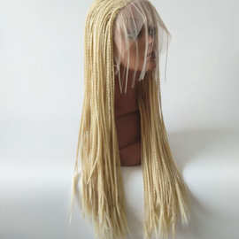 braided wigs金黄色前额蕾丝三股脏辫假发套baby hair613化纤头套