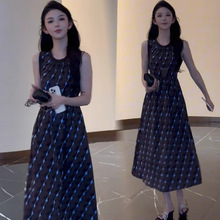 时尚连衣裙女2025夏季新款洋气宽松显瘦斜纹扭花松弛感双绉连衣裙