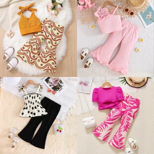 Summer new girl sweet bell bottoms tide suit