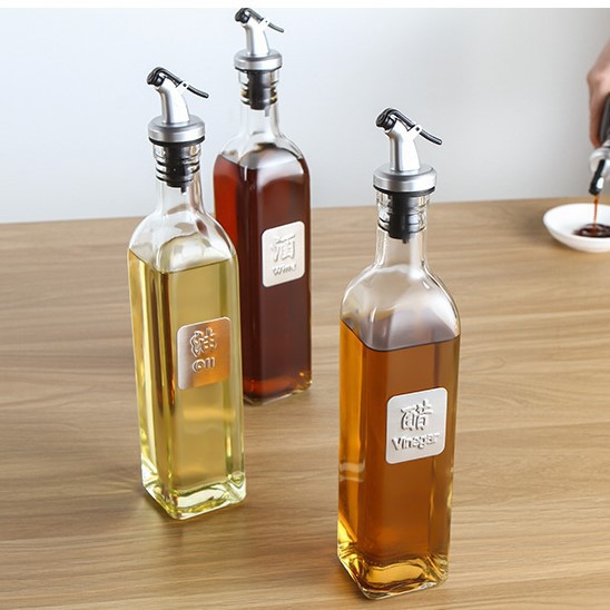 Los fabricantes venden botellas de aceite selladas a prueba de fugas, suministros de cocina, botellas de condimento, botellas de vinagre de salsa de soja de vidrio, LOGO imprimible