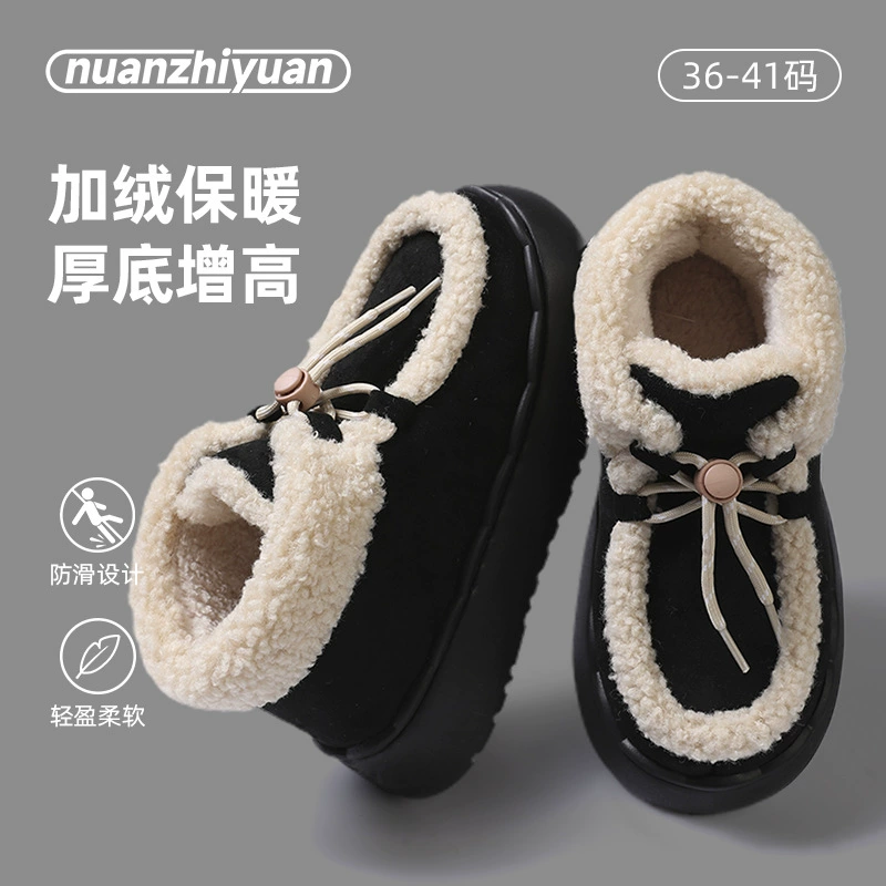 Южные ботинки Wan Snow Boots Женский зимний ретро дикий толстый дно EVA противоскользящие новые шнуровочные хлопчатобумажные туфли на каблуках