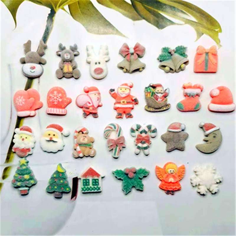 Cartoon Christmas Flocking Cream Glue Resin Accessories DIY Phone Shell Hair Accessories Earrings Handmade Material Yiwu Jewelry
